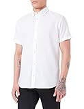74% algodón, 26% lino Jack & Jones JJESUMMER Shirt S/S S22 SN Camisa, Blanco. Ajuste: Slim Fit, M para Hombre