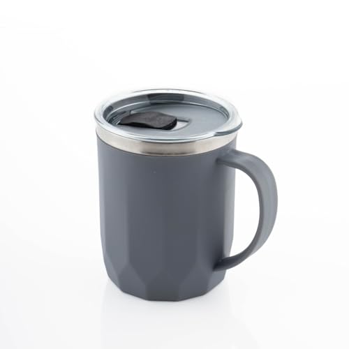 Image of Clazkit Travel Leak Proof Coffee Mug | Stainless Steel Coffee Tumbler | Spill-Proof Lid | Hot & Cold Vacuum Mug for Office, Travel & Car- 400ml - Grey