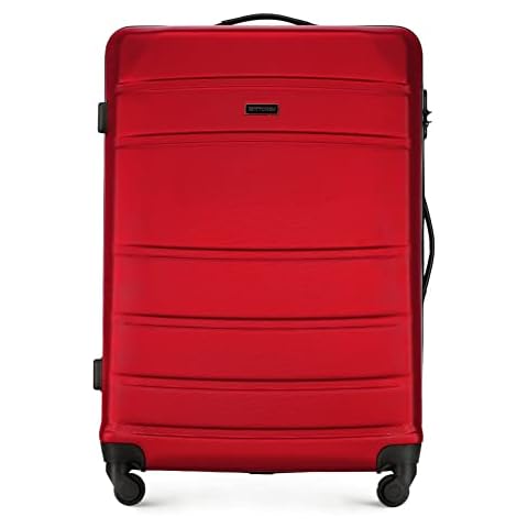 WITTCHEN Großer Koffer Trolley Koffer Reisekoffer aus ABS Hartschalen Trolley 4 Rollen Kombinationsschloss Rot 56-3A-653-35 Cover
