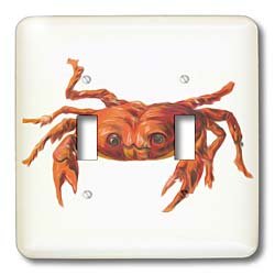 Interrupteur à bascule vintage motif crabe rouge pour remplacer une plaque électrique jaunie