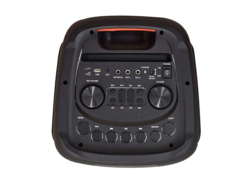 Image of Party Waves 700 | 100W Portable Bluetooth RGB Subwoofer Speaker with FM /USB /AUX /SD Slot, Include Remote Control, Wireless Microphone | 6 Hours Play Time | Party Lights and Carry Handle, Black