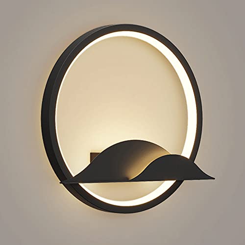 Iluminación de pared, lámpara de pared con aro metálico, apliques decorativos para mesita de noche, lámpara de pared LED moderna de 20 W para pasillo, apliques de pared sencillos de hierro forjado p