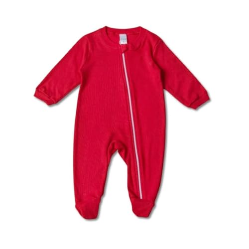 Macacão Pezinho Liso Bebê com Zíper (100% Algodão) Amore Diversas Cores(Vermelho-M)