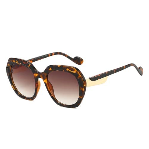Lunettes de soleil ovales rétro léopard dégradées UV400 femmes hommes vintage