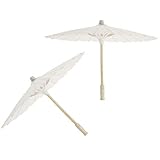 Toyvian 2 Pcs White Parasol Umbrella Chinese/Japanese Decorative Umbrella DIY White Paper Parasol Um