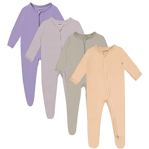Image of GUISBY 4-Pack Baby Boys Girls Zip-Front Sleeper Pajamas, Footed Sleep 'n Play