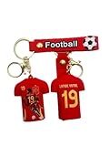 Lamine Yamal Football Keychain, Red Silicone Jersey Charm with Gold Hardware, Soccer Fan Accessory