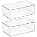 mDesign Plastic Kitchen Pantry and Fridge Storage Organizer Box Containers with Hinged Lid for Shelves or Cabinets, Holds Food, Snacks, Canned Drinks, Seasoning, Condiments, or Utensils, 2 Pack, Clear