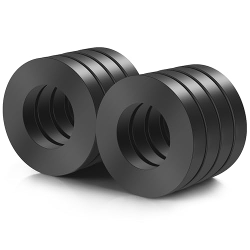 TRYMAG Ferrite Big Ring Magnet, Round Ceramic Magnets with Hole, OD2.36 x ID1.26 x 10mm, Large Magnets Heavy Duty for DIY, Science Projects Industria-Pack of 8