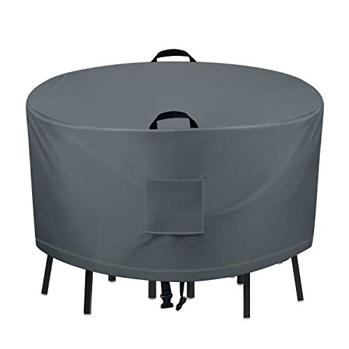 TAOCOCO Outdoor Patio Furniture Covers, 600D Waterproof Table Chair Set Covers, Anti-Fading Cover for Round Table Dining Set, Heavy Duty Durable 72\" DIAx27.5 H, Grey
