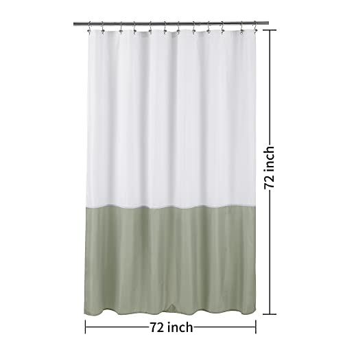 Image of ALYVIA SPRING Waterproof Fabric Shower Curtain Liner - Soft & Light-Weight Cloth Shower Liner, 3 Bottom Magnets, Hotel Quality & Machine Washable - Standard Size 72x72, White and Sage