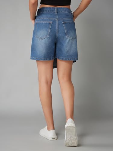 Image of Dolce Crudo Women's Regular High Rise Stretchable Denim Shorts