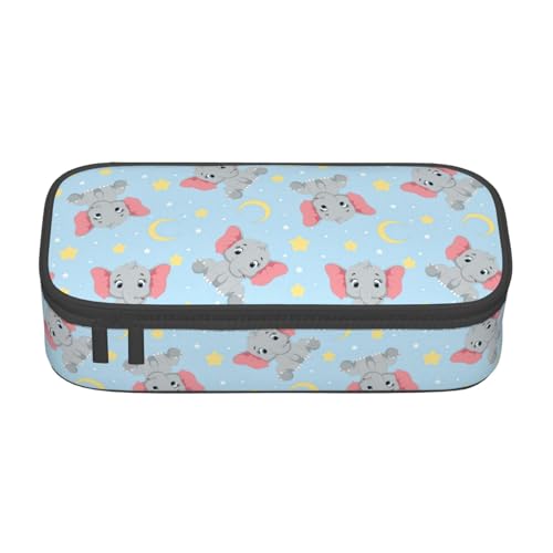 Image of Cute Baby Elephant Large Pencil Case With Zipper Compartments Stationery Pencil Bag For Kids Teens Students School Supplies