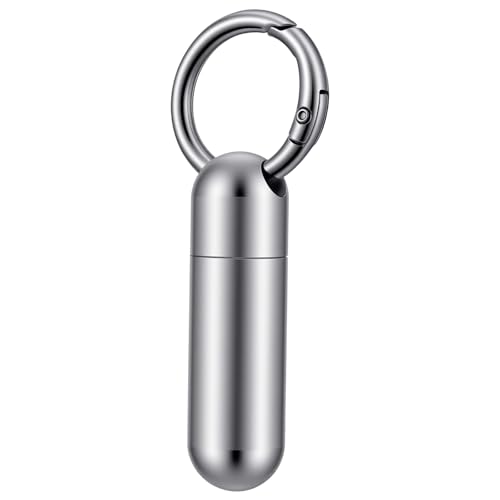 YBEATY Estojo pequeno para pílulas, pequeno recipiente portátil para pílulas, impermeável, bolso de metal, organizador de medicamentos de emergência, porta-chaves, porta-chaves, clipe de mosquetão