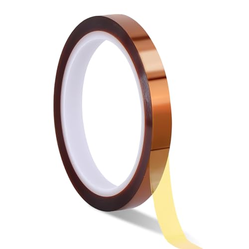 Storystore Hitzebeständiges Klebeband 1 Rollen 10mm x 33m Kapton Tape PET Klebeband Hitzebeständig Braun Sublimationsband Isolierband für 3D-Drucker Elektronik Leiterplatten