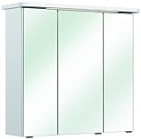 PELIPAL Quickset 359 Spiegelschrank Agira I, Holzdekor, Weiß Hochglanz, 20,0 x 75,0 x 72,0 cm