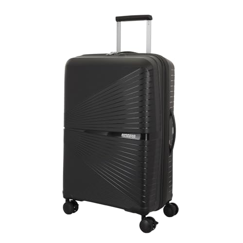 Image of American Tourister 77 CM Hard Shell 8 Spinner Wheel,Expander & Recessed TSA Lock Check-in Trolley Bag for Travel|Large PP Suitcase with Double Zipper,Flexi Packing Straps for Unisex (Black, 24)
