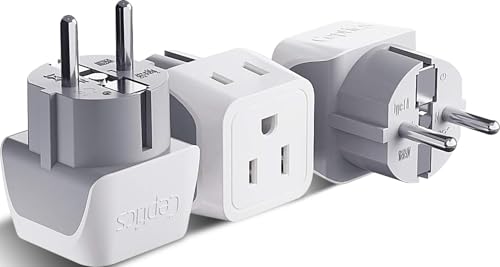 Ceptics Schuko Germany, France Plug Adapter, Dual Input - Ultra Compact Light Weight - Usa to...