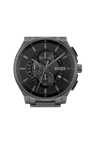 Image of BOSS Peak 2.0 Qtz Chrono Black Round Dial Men's Watch|Stainless Steel Material|Black Color Band - 1514192