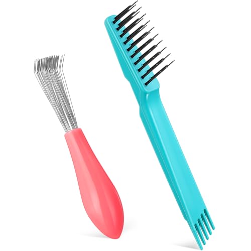 Boao 2 Pcs Hair Brush Cleaner Tool Set, 2-in-1, Pink and Green
