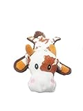Steel Dog Brown Cow Toy, Squeaker, Stuffed Animal Toys for Dogs, Tennis Ball Head, Knotted Rope in Body, Tough and Durable Dog Chew Toys for Small, Medium, Large Breed