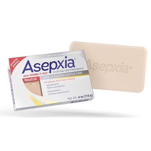 Asepxia Acne Treatment Neutral Hypoallergenic Bar Soap | 2% Salicylic Acid Cleanser, Removes Impurities & Excess Oil, Soothes Skin with Natural Botanical Extracts, Daily Use, Face Wash, 4 Oz, 1-Pack
