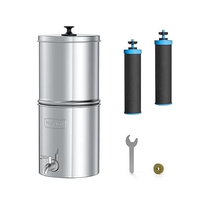 Waterdrop ???????????????????????????????? Gravity-fed Water Filter System, Increase PH, Reduces Lead and up to 99% of Chlorine, with 2 Black Carbon Filters and Metal Spigot, King Tank Series, 2.25G