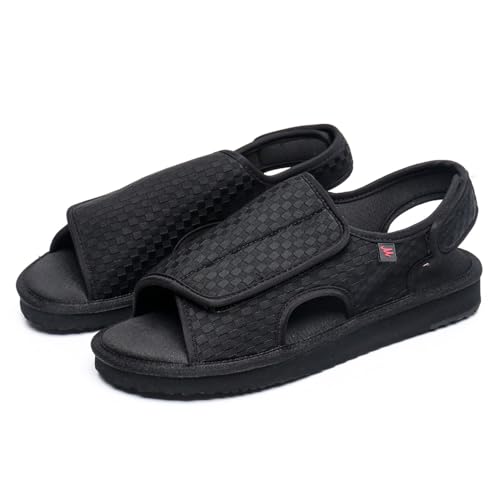 Generico Scarpe Larghe Per Diabetici Piedi Gonfi, Scarpe Uomo PiantaComode Leggere Estive, Sandali Per Diabetici Pianta Larga Con (Nero, Adulto, 44.5, Numero, Sistema Taglie Calzature EU, Larga)