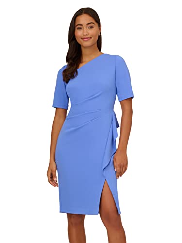 Image of Adrianna Papell Women's Draped Knit Crepe Dress, Precious Peri, 14