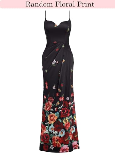Image of VFSHOW Womens Sexy Formal Ruched Fitted High Slit Bodycon Maxi Dress Spaghetti Strap Sweetheart Cocktail Prom Evening Gown