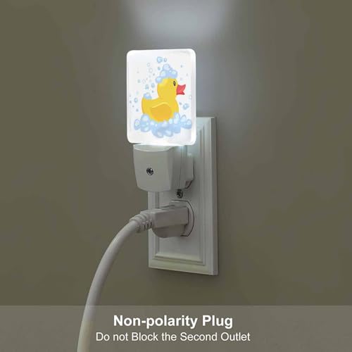 Image of LED Night Light,Cartoon Yellow Rubber Duck LED Night Light Plug into Wall with Dusk to Dawn Light Sensor White Energy Efficient Nightlight for Bedroom Bathroom Hallway Living Room Kitchen