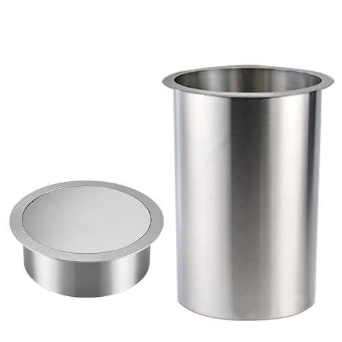 Integrated Tabletop Trash Can 10L Stainless Steel 304 Hidden Waste Bin with Swing Lid Perfect for Kitchen and Office Countertop Use Space-Saving Design