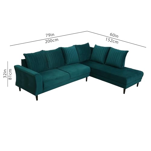 Image of Gratly RHS 4 Seater L Shape Sofa Set for Living Room (Pine Colour) Premium Fabric Sofa