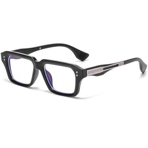 Image of AIEYEZO Fashion Square Blue Light Glasses for Men Women Retro Thick Frame Blue Light Blocking Computer Glasses