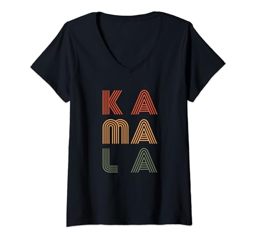 Donna Kamala Harris, maglietta vintage con colori vivaci, idea regalo Maglietta con Collo a V