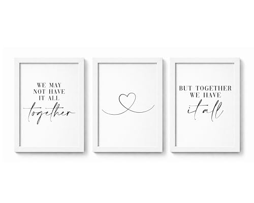 Violet Grace Loving Family Set Of 3 Quote Prints - Minimalistic Living Room, Hallway Wall Art - A5 A4 A3 Unframed Black And White Typography Print Picture Poster Home Décor