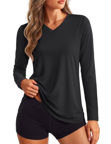 TACVASEN Women's Quick Dry V Neck Workout Tops