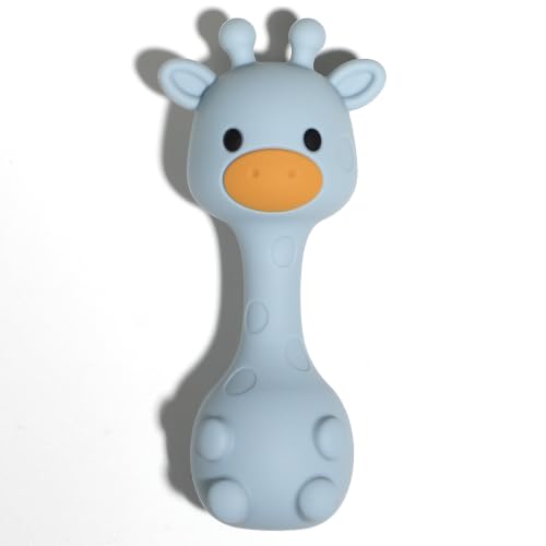 Image of Silicone Little Giraffe Shaker Rattle Toy for Babies | Food Grade Silicone Teether | Easy to Grip | BPA Free (Ether)