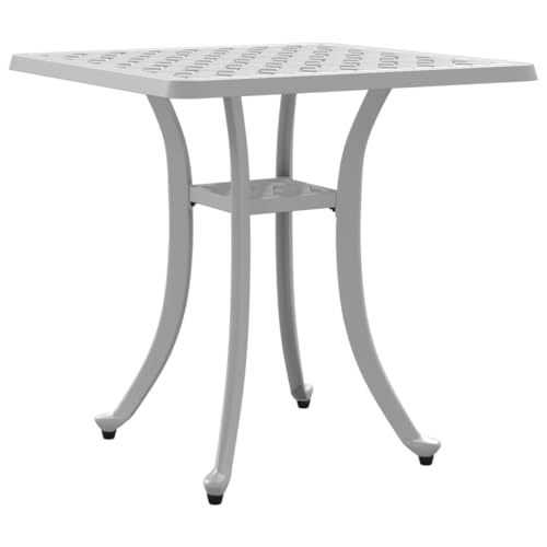Mesa de exterior de diseño elegante en aluminio fundido color blanco 3