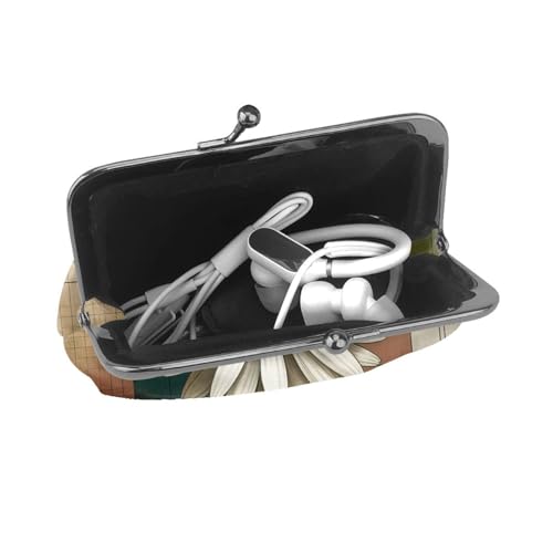 Pu Leather Buckle Coin Purse Abstract-Geometric-Daisy Girls Kiss-Lock Change Purse Wallets4