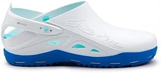 Rebel' – Zuecos sanitarios profesionales – Plantilla extraíble – Blanco/suela azul talla 40 – 41 – Marca CE, Color blanco., 40 EU Larga