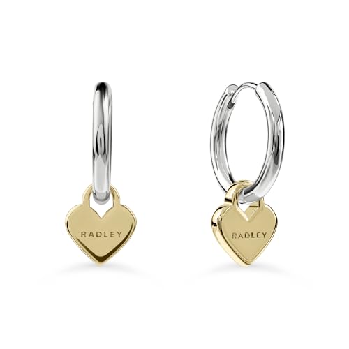 Boucles d'oreilles créoles Radley argent cœurs suspendus plaqués or 18 carats