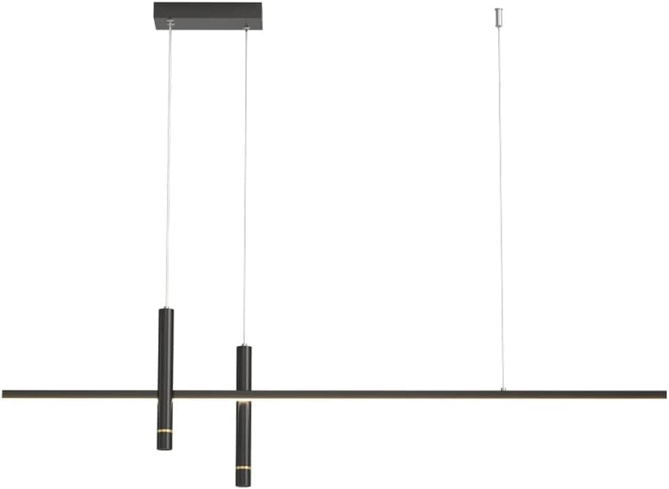Suspension LED linéaire moderne en métal noir avec projecteurs orientables pour îlot de cuisine