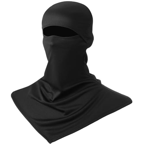 JaGely Balaclava Summer Full Face Mask for Sun Protection Breathable Motorcycle Hood Helmet Liners Windproof Long Neck Cover (Black)