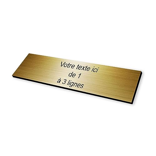 Placa grabada buzón autoadhesiva, 10 x 2,5 cm, estándar personalizable – 1 a 3 líneas sin costo adicional oro cepillado