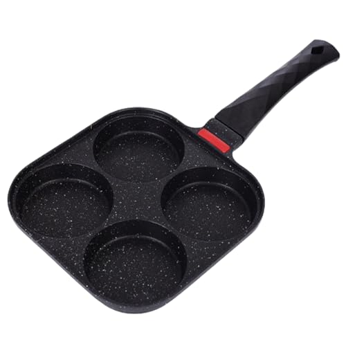 Mimoqk Fried Egg Cooker, 4 Cup Aluminum Omelet Pan, Nonstick Breakfast Frying Skillet, Heat Insulated Ergonomic Handle, for Stove Top and Induction Cookware Kitchen 7.48x0.98x14.57 Inches