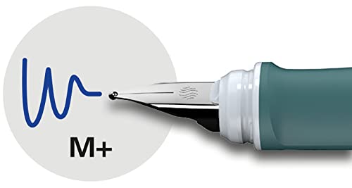 Image of Schneider Ray Fountain Pen, Blue Ink, Teal Barrel, Rubberize Grip, Right Handed Medium Iridium Tip, Refillable, Erasable Blue Ink, 1 Each (168205)