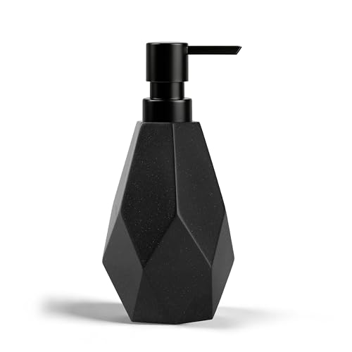 Seifenspender schwarz matt - Skara - Soap Dispenser im Fels-Design - Spülmittelspender Küche und Bad für Nordic-Liebhaber - Pumpspender, geeignet für Flüssigseife oder Spülmittel 1
