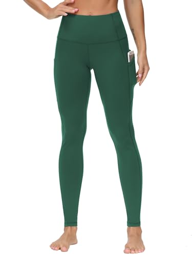Image of THE GYM PEOPLE Thick High Waist Yoga Pants with Pockets, Tummy Control Workout Running Yoga Leggings for Women