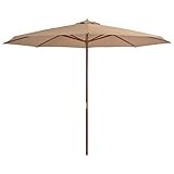 holzmast 6m Bezugsmaterial: Textilgewebe vidaXL Sonnenschirm Holzmast 350cm Taupe Gartenschirm Ampelschirm Marktschirm